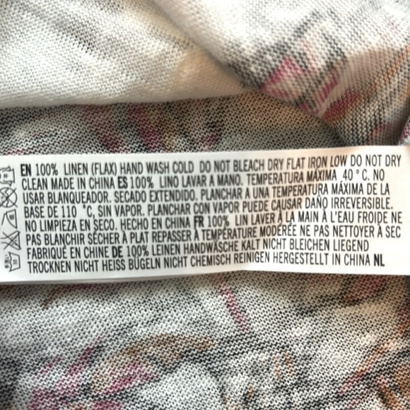 NWT Forever 21 100% Linen Tropical Print T Shirt - Picture 5 of 5